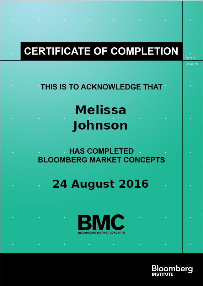 Bloomberg Market Concepts certification